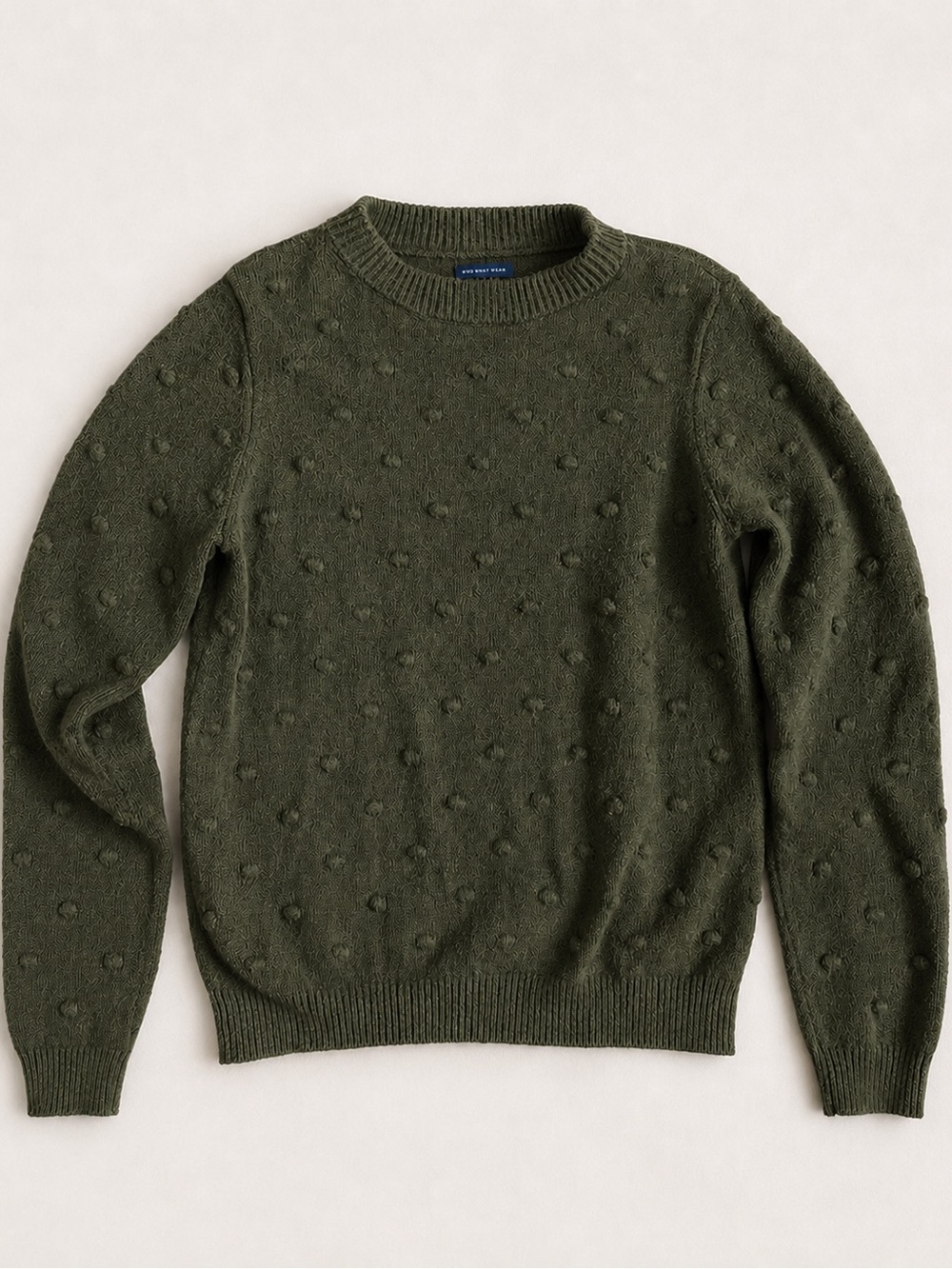 Who What Wear woMmen's Olive Green Textured Crewneck Sweater
